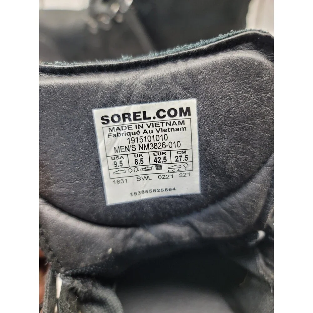 SOREL Ankeny II Mid Insulated Waterproof Boots Men's 9.5 US Black Leather OutDry